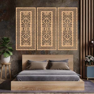 A unique, beautiful colored wooden panel inspired by Turkish carpets, with a Moroccan style frame, Ornament for Living Room, Wooden Openwork