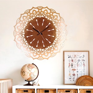 Wall Clock, Mandala Clock, Bohemian Clock, Unique Wall Clock, Hanging Clock, Boho Wall Decor, Vintage Wall Clock, Milomandalaworld,Home Gift
