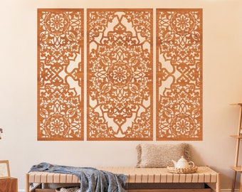 Beautiful large openwork triple panel in Moroccan style, Triptych Wall hanging, Home décor, Arabic Decor, Lattice panel, Living Room Wall