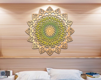 曼荼羅壁掛け、曼荼羅、曼荼羅ウォールアート、曼荼羅壁装飾、木製