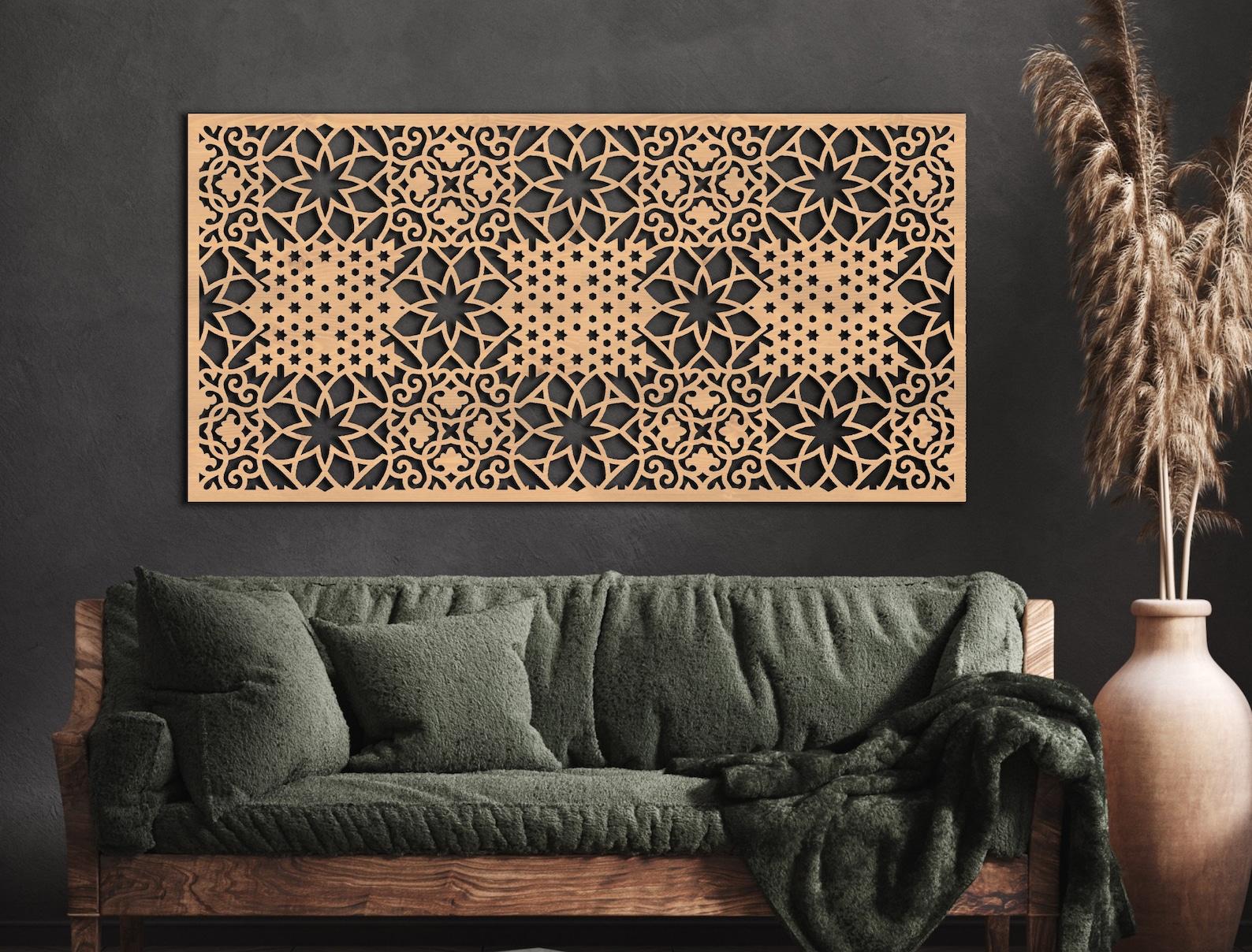 Moroccan Style Wall Panels, Wood Home Decor, Arabic Wall Art, Wood Tile ...