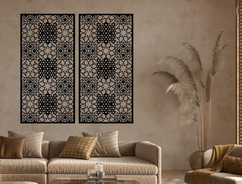 Moroccan Style Wall Panels, Wood Home Decor, Arabic Wall Art, Wood Tile ...