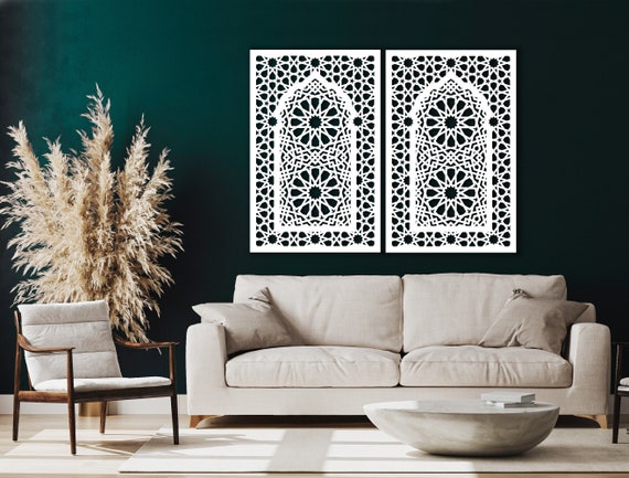 PANNEAUX DÉCORATIFS AJOURÉS, STYLE MAROC, DÉCORATION MURALE 3D, ORNEMENT, OR