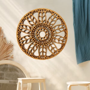 Wood Décor, Boho Home Decor, Morocco Decor, Wood Wall Art, Wooden Mandala with Little Hearts, Natural Wall Hanging, Wooden Mandala Wall Art