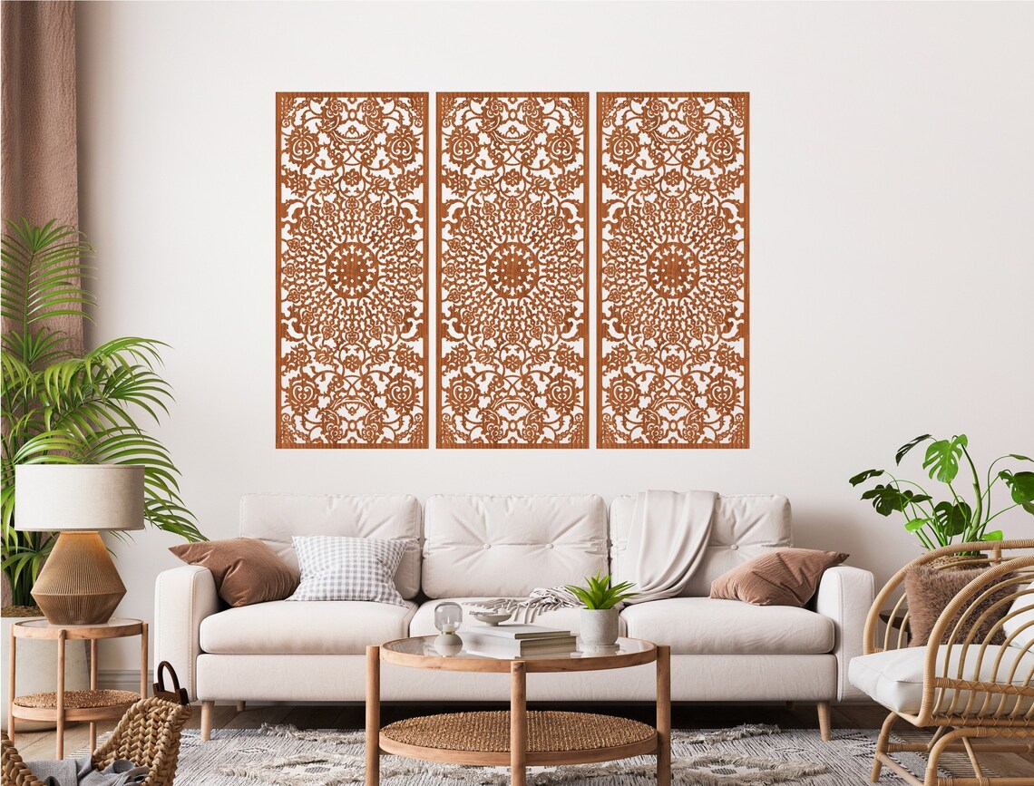 Ornament for Living Room Floral Wall Art Wood Panel Wall - Etsy