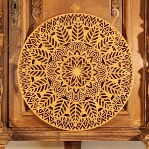 Mandala Wall Art, Orient Star Mandala, Openwork Rosette, Filigree Wall Hanging, Wood Decor, Rustic Eco Gift, Ethnic Art, Wooden Mandala Art