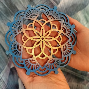Wooden Flower of Life, Wall Art Décor, Boho Living Room Wall Hanging, Tree of Life Mandala Art, Sacred Geometry Décor, Yoga Studio Art Décor