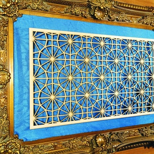 A large wooden decorative panel with a starry sky pattern, Wood Wall Art, Wooden Panel Decor, Arabesque wooden wall art, Geometric wood art