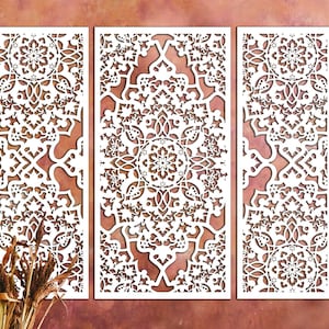 Beautiful large openwork triple panel in Moroccan style, Triptych Wall hanging, Home décor, Arabic Decor, Lattice panel, Living Room Wall