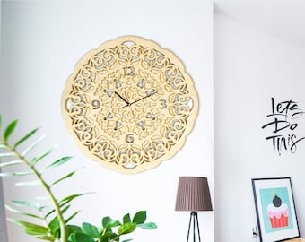 Big Mandala Clock, Clock Wall Art, Wall Hanging, Mandala, Living Room Wall Art, Yoga Gifts, Morocco Art, Indian Decor, Moroccan Decorations