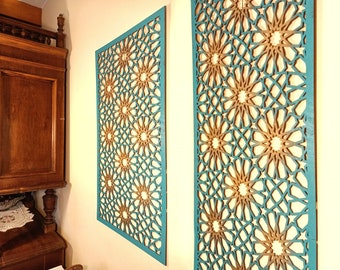 Geometric Wood Wall Art, Panels Set of 3, Geometric Wooden Artwork, Panel Wall Art, Decorative Triptych, 3 pcs Set, Openwork Panel, 3D Panel
