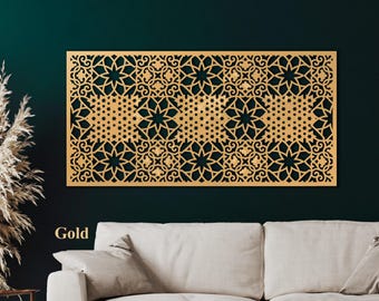 Wood Moroccan style wall panels, Wood home decor, Arabic wall art, Wood tile wall art, Mashrabiya panels, Lattice panel wood,Sacred Geometry