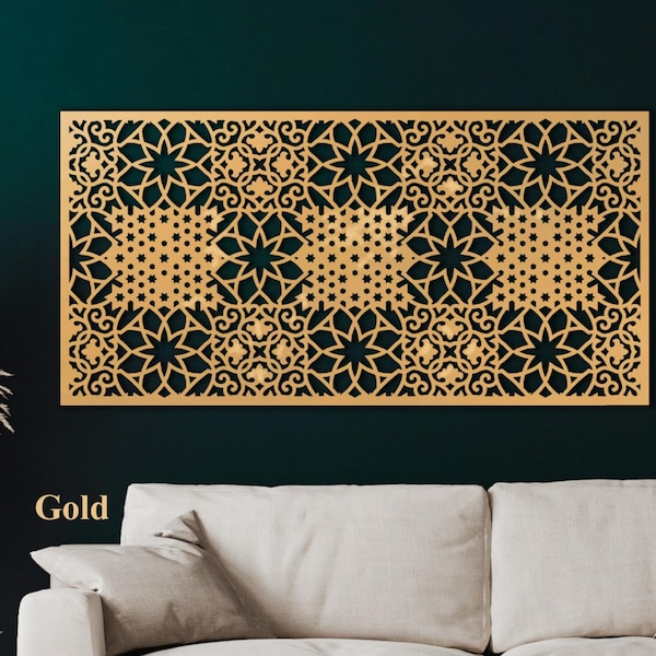 Wood Moroccan style wall panels, Wood home decor, Arabic wall art, Wood tile wall art, Mashrabiya panels, Lattice panel wood,Sacred Geometry
