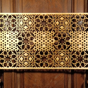 Moroccan style wall panels, Wood home decor, Arabic wall art, Wood tile wall art, Mashrabiya panels, Lattice panel wood,Sacred Geometry