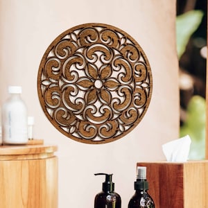 Wood Décor, Boho Home Decor, Morocco Decor, Wood Wall Art, Wooden Mandala with Little Hearts, Natural Wall Hanging, Wooden Mandala Wall Art