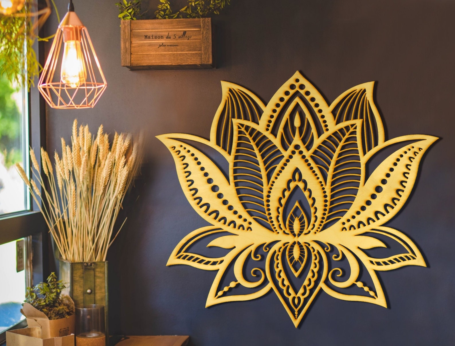 Wooden Lotus Wall Art Lotus Wall Art Wooden Lotus Flower Etsy