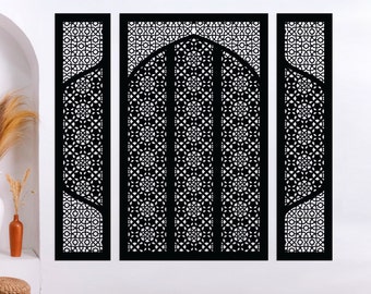 Triptych on the wall in the form of openwork decorative panels in the mashrabiya style, Moroccan panel, Wall hanging, Home décor, Panel Wall