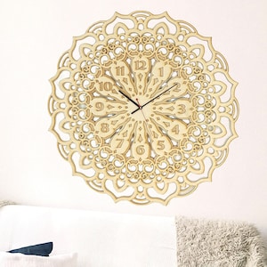 Mandala Clock, Mandala Wall Clock, Modern wall clocks, Large Wall Clock, Hanging Wall Clock, Rustic Wall Clocks, Filigree Wall Clocks, Wood