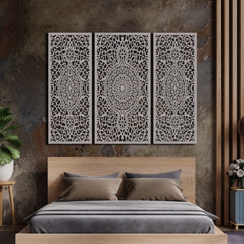 Triptych Wall Art, Moroccan Panel, Wall Hanging, Home Décor