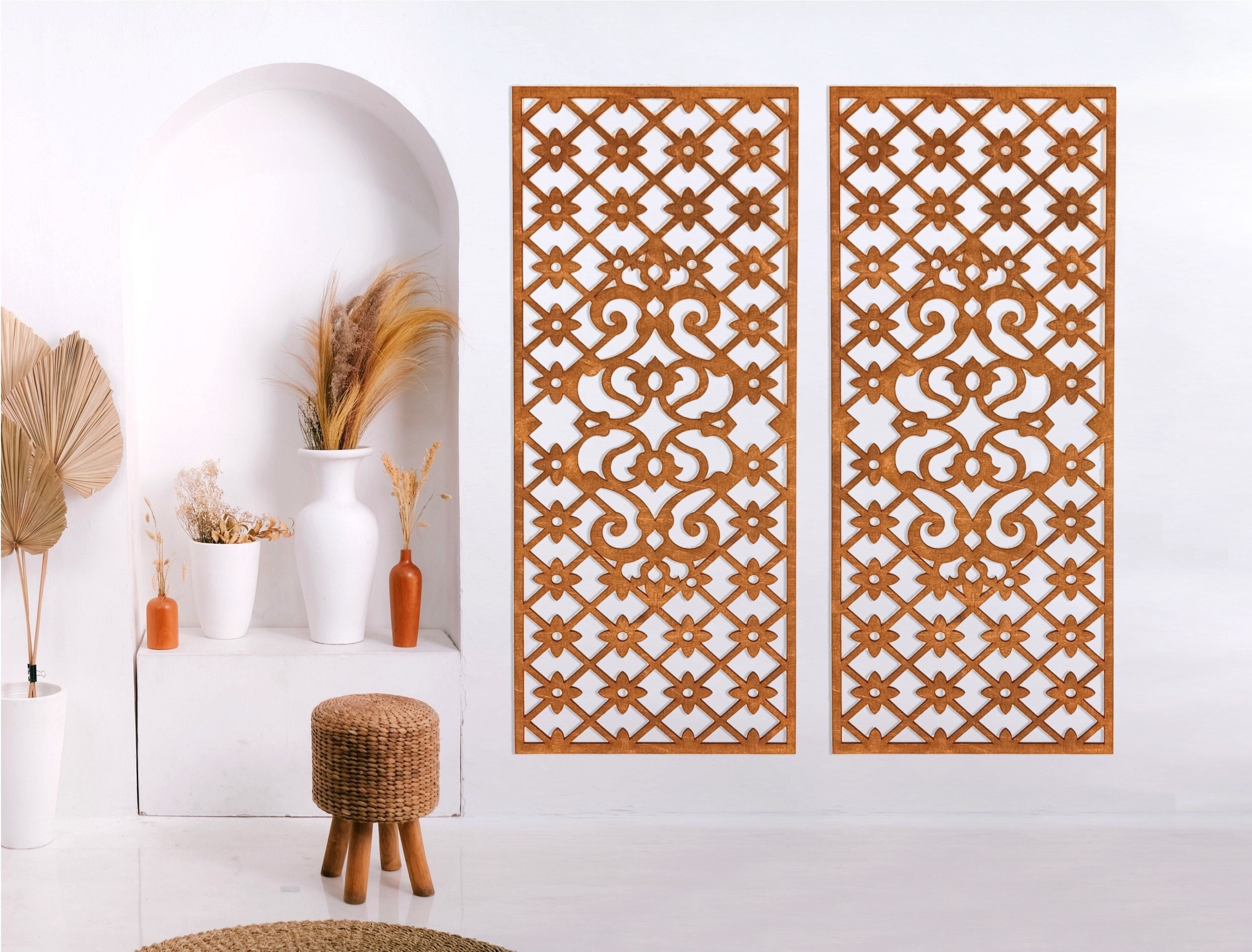 2 pezzi Applique decorative in legno non dipinto, Decalcomanie di