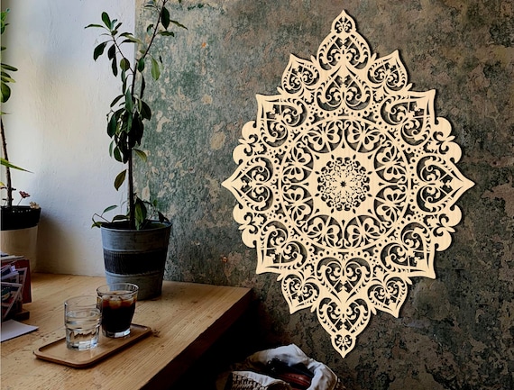Decoración de pared de madera, pared Mandala, arte de la pared de la sala  de estar
