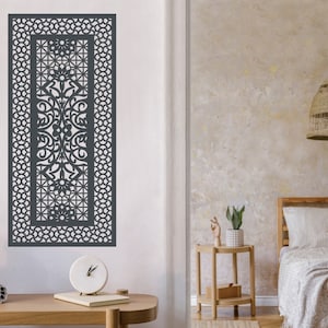 A unique, beautiful colored wooden panel inspired by Turkish carpets, with a Moroccan style frame, Ornament for Living Room, Wooden Openwork
