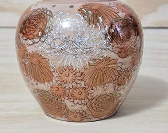 Vintage Fujita Kutani Crysanthemum Orange Gold Pink Ginger Jar Vase Japan Ohne Deckel