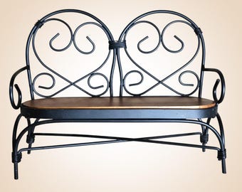 Bambola Orsetto Fata Panchina Mobili da Giardino Cuore Filo Legno 9" Alto Vintage