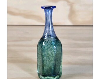 Kosta Boda Bertil Vallien Blau Grün Vase Glasflasche 5 "Vtg Signiert Schwedisch