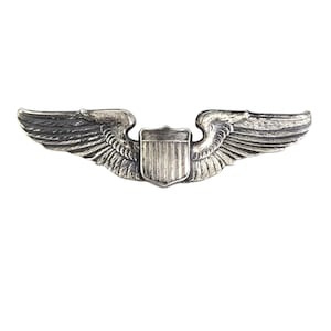 Vintage US Army Air Corps WW2 Air Force Sterling Silver Pilot Wings Pin Badge 3&quot;