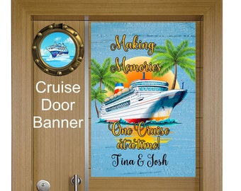 Cruise Magnet Door Decoration & 2 Lanyards, Making Memories, Cruise Door Sign, Personalized, Cruise Door Flag 12x18 in