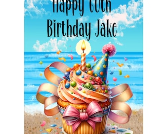 Cruise Magnet Birthday Cruise Door Decoration, Birthday Gold Cupcake Cruise Door Sign, Personalized, Cruise Door Flag 12x18 in