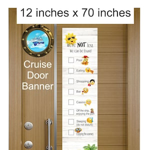 Magnetic Custom Emoji Location Cruise Door Decoration & 2 Lanyards, Cruise Door Sign, Personalized, Cruise Door Flag,  12x70 in