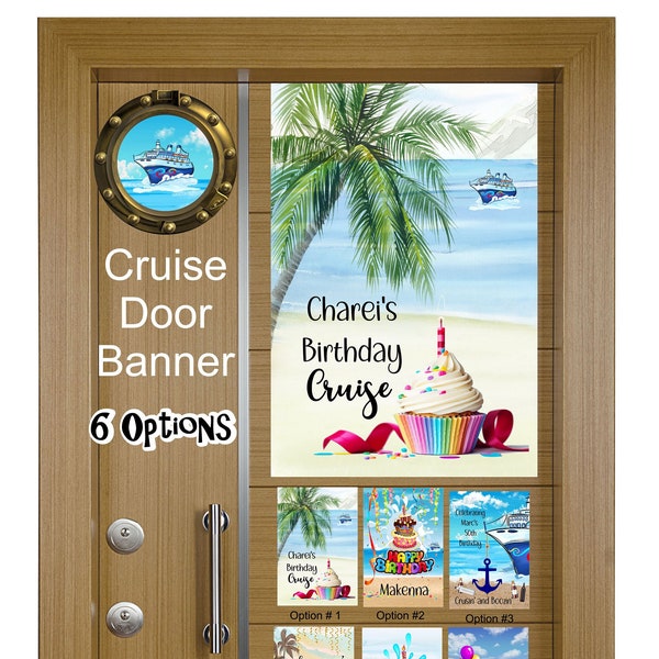 Cruise Magnet Birthday Cruise Door Decoration & 2 Lanyards, Birthday Cruise Door Sign, Personalized, Cruise Door Flag 12x18 in