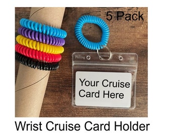 Cruising ID Wrist Lanyards, Set of 5, Cruising Stretchable Spiral Wrist Lanyards