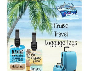 Set of 2 Personalized Cruise Travel Luggage Tags, Vacation Luggage Tags, Luggage Markers, Family Vacation Luggage Tags, backpack, suitcase