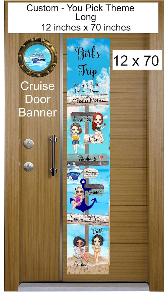 Magnetic Cruise Door Decoration, Mother Daughter Cruise, Girls Trip, Bachelorette, Best Friends, Cruise Door Flag 12x70 in