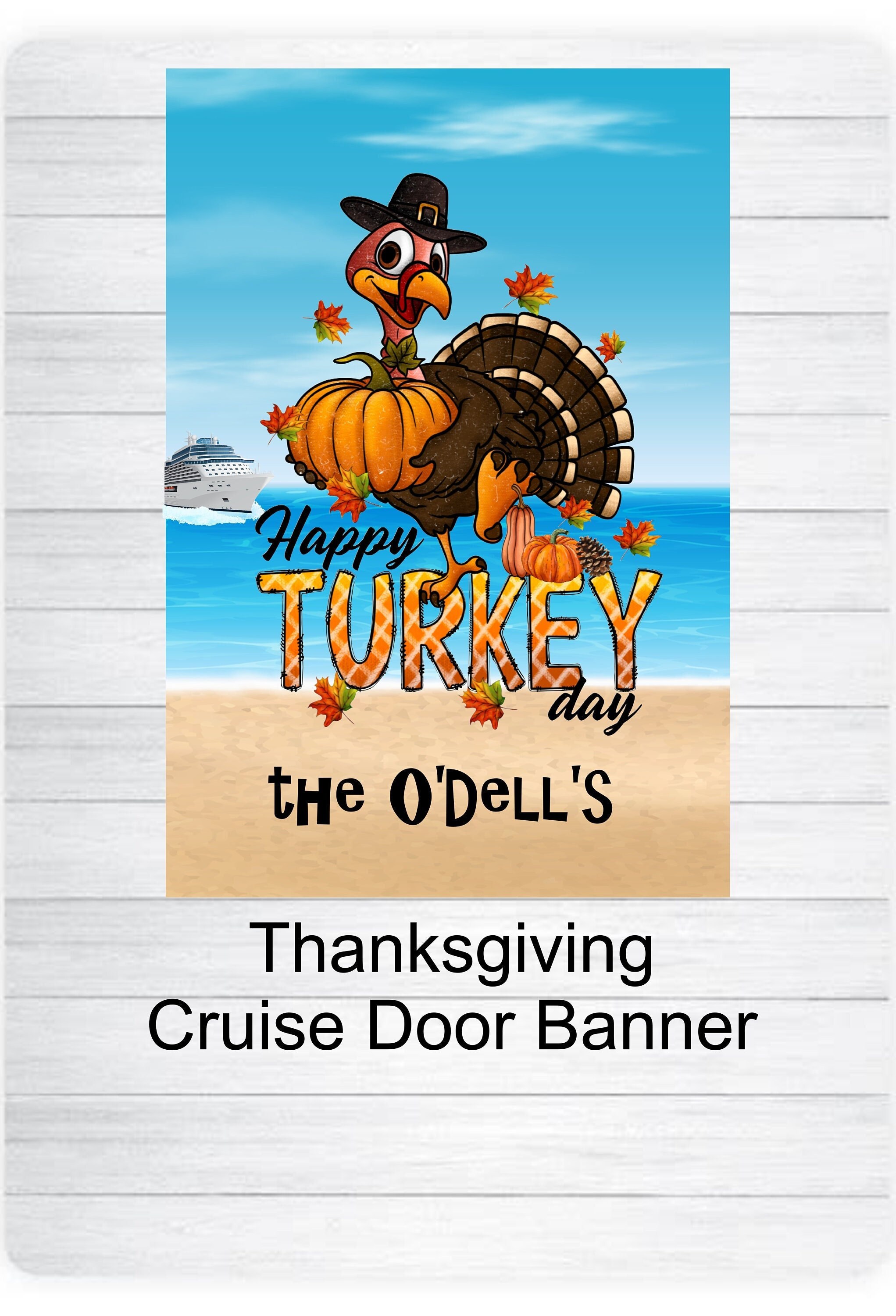 Magnetic Cruise Door Decoration, Thanksgiving Holiday Cruise Door Sign, Cruise Door Flag, Vacation Door Sign,  12x18 in