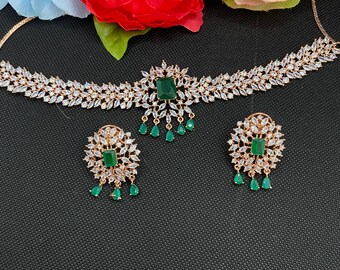 american diamond necklace set with price