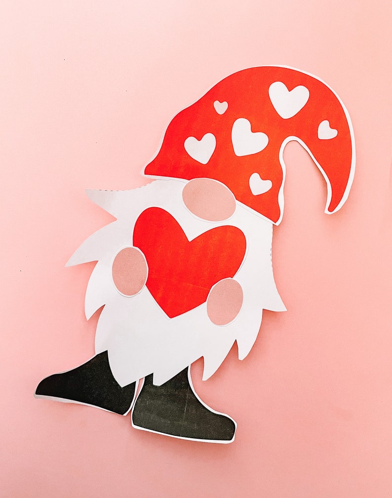 Cartão de Dia dos Namorados para impressão • Artesanato de gnomo do amor para crianças • Artesanato de Dia dos Namorados • Cartão de Dia dos Namorados • Dia dos Namorados • Dia dos Namorados em sala de aula imagem 1