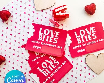 Love Bites Valentine, kids valentine, boys valentine, school valentine, classroom valentine, Printable Valentine - INSTANT DOWNLOAD