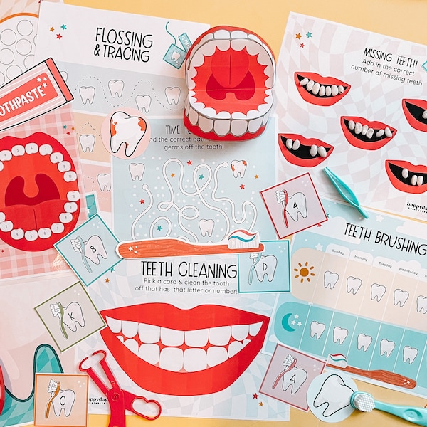 Lernpaket für Kinderzahnärzte • Zahnpflege • Monat der Zahngesundheit • Aktivitäten im Zahnarzt-Klassenzimmer • Zahngesundheit im Vorschulalter druckbar