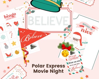 Polar Express Movie & Game Night • Polar Express Tickets • Printable Polar Express • Polar Express Activities for Kids • Polar Express Party