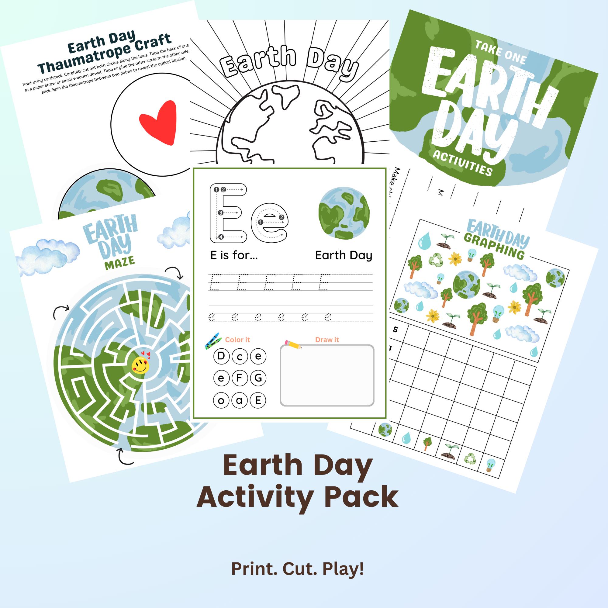 Earth Day Activity Pack for Preschool, Kindergarten | Printable Crafts ...