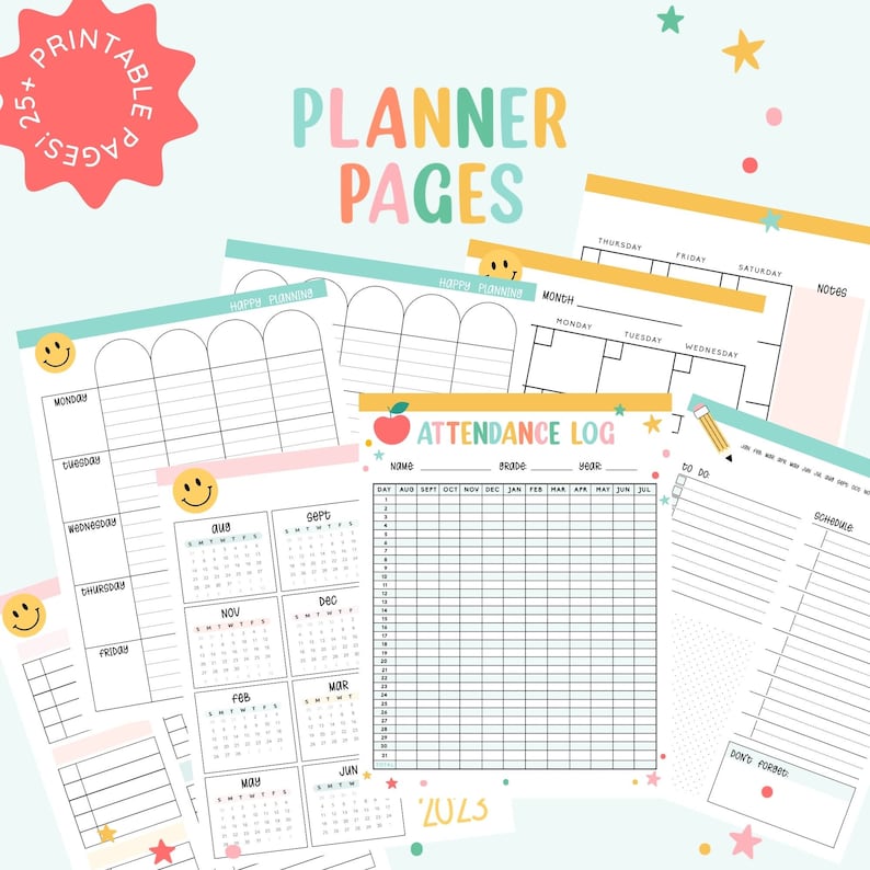 Printable Planner 25 Homeschool Planner Pages 2023-2024 Planner Pages Homeschool Schedule & Calendar Printable Homeschool Planner image 2