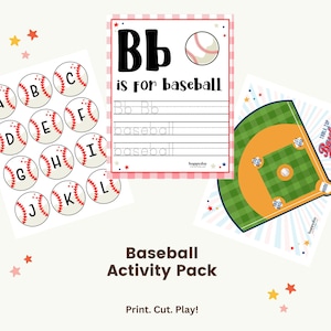 Pack d'activités de baseball • Feuilles d'activités de baseball • Jeu de baseball • Pages d'activités à imprimer pour les enfants • Bricolages de baseball • Anniversaire de baseball