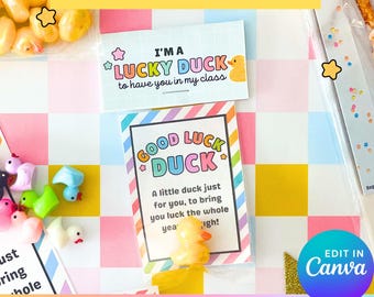 Lucky Duck Classroom Gift Tags – Editable First & Last Day of School Printable Class Gift - Meet the Teacher Gift • End of School Gift Tag