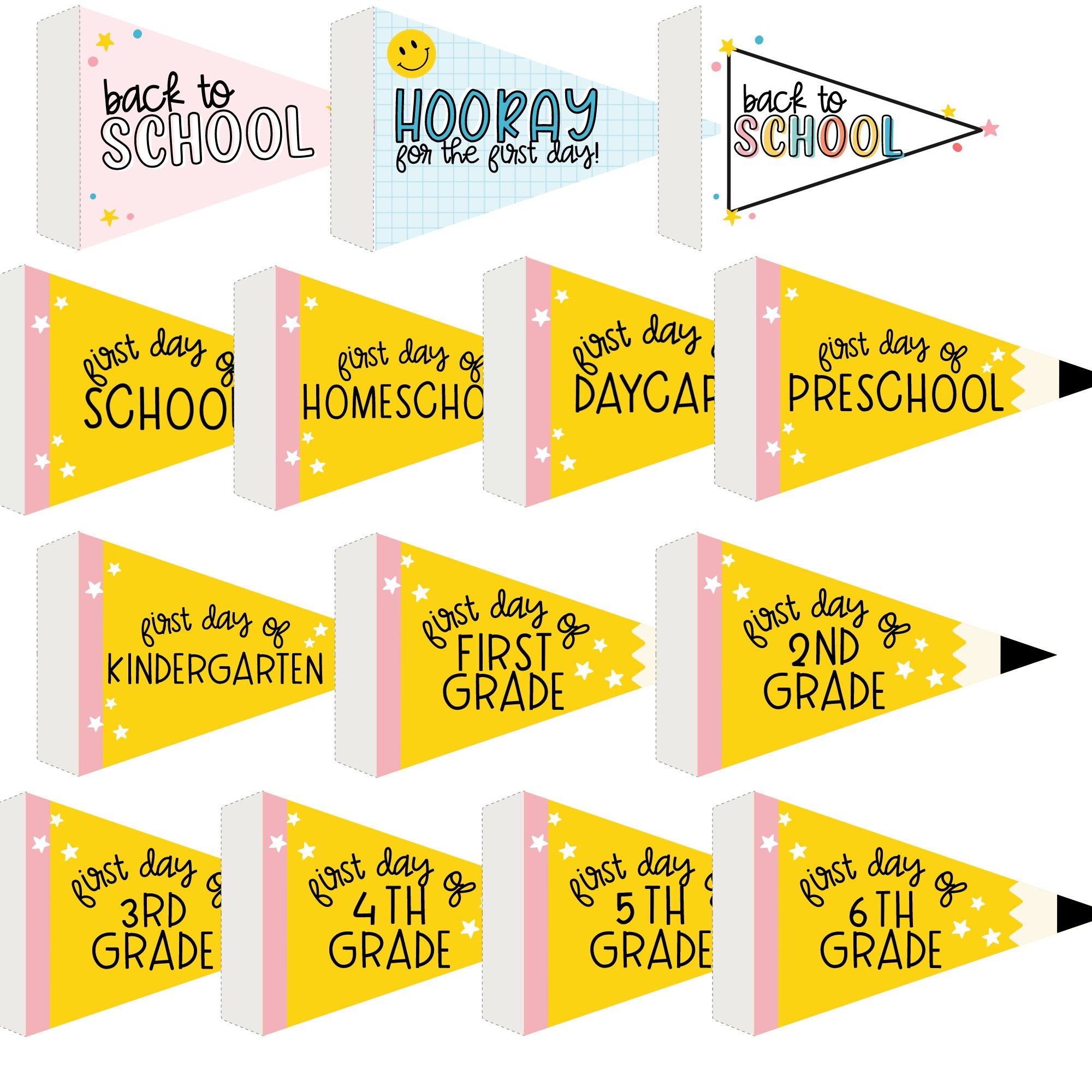 First Day of School Flags First Day of Kindergarten - Etsy