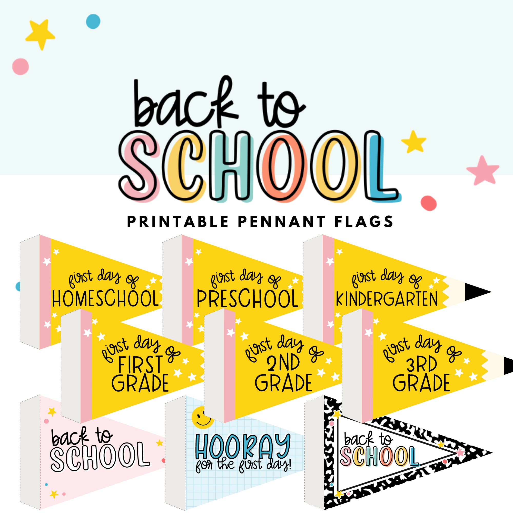 First Day of School Flags First Day of Kindergarten - Etsy