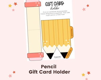 Pencil Gift Card Holder • Back to School Gift • Teacher Appreciation Gift Card • Printable Gift Card Holder • Digital Prints  • Teacher Gift